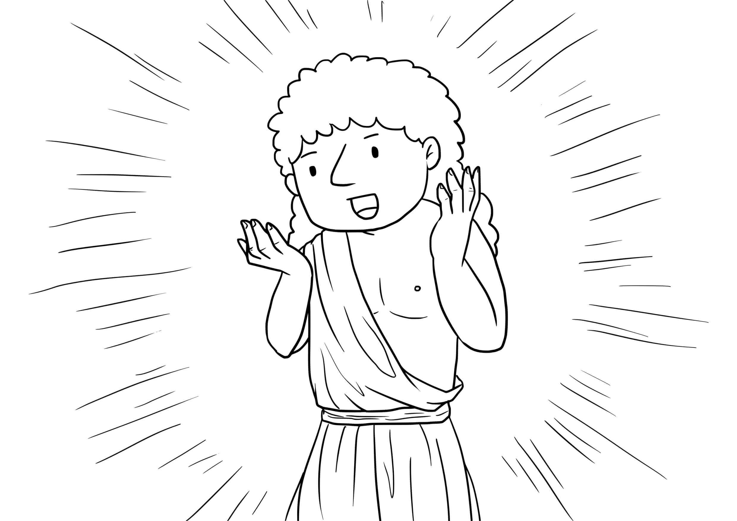 Coloriage Bartimée guéri par Jésus - Jésus à imprimer