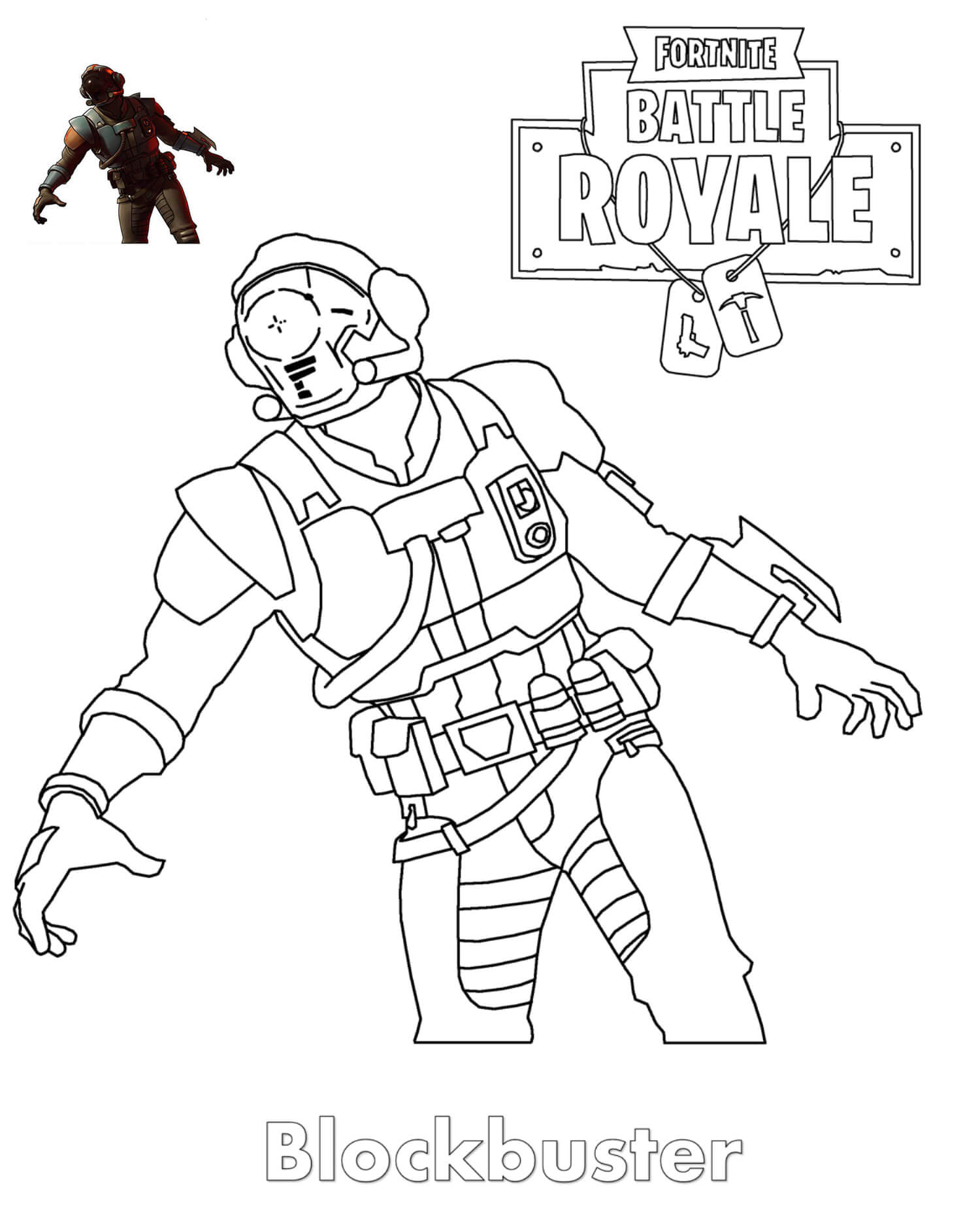 Coloriage Blockbuster Fortnite Skin - Fortnite à imprimer