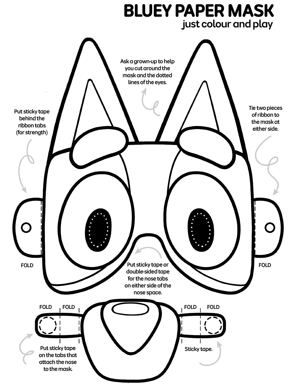 Coloriage Bluey Paper Masque - Bluey à imprimer