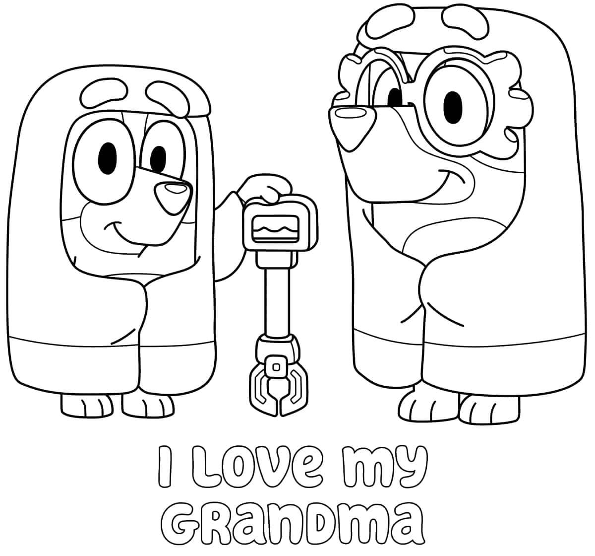 Coloriage Bluey Jaime Ma Grand Mère - Bluey à imprimer