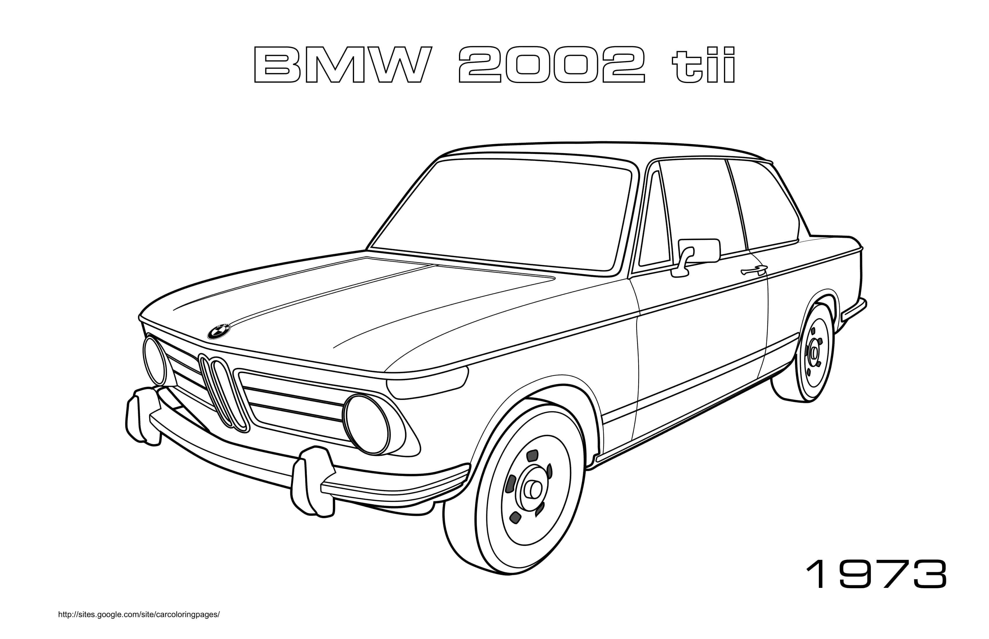 Coloriage BMW 2002 Tii 1973 en pleine course - Voiture à imprimer
