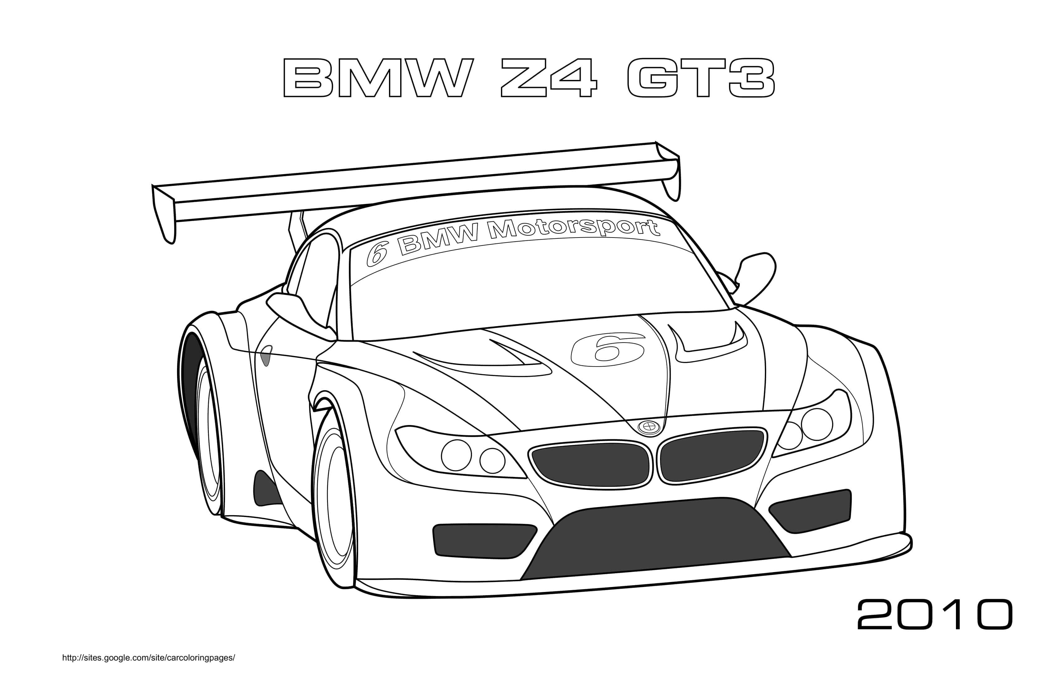 Coloriage BMW Z4 GT3 lancée à grande vitesse - Voiture de course à imprimer