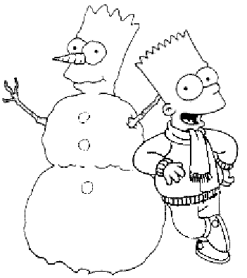 Coloriage Bonhomme De Neige Bart - Simpson à imprimer