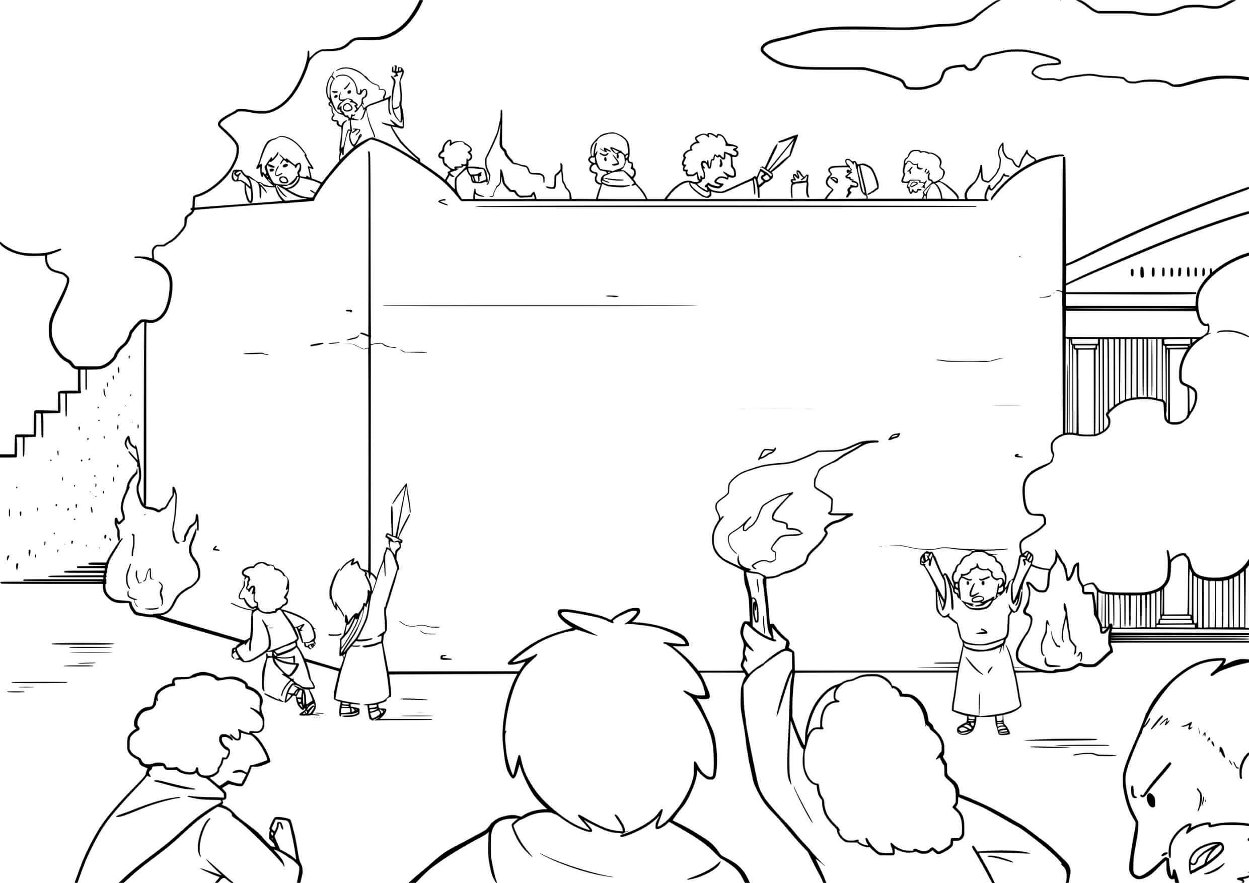 Coloriage Le Serpent d'Airain biblique - Scène de foi - Jésus à imprimer