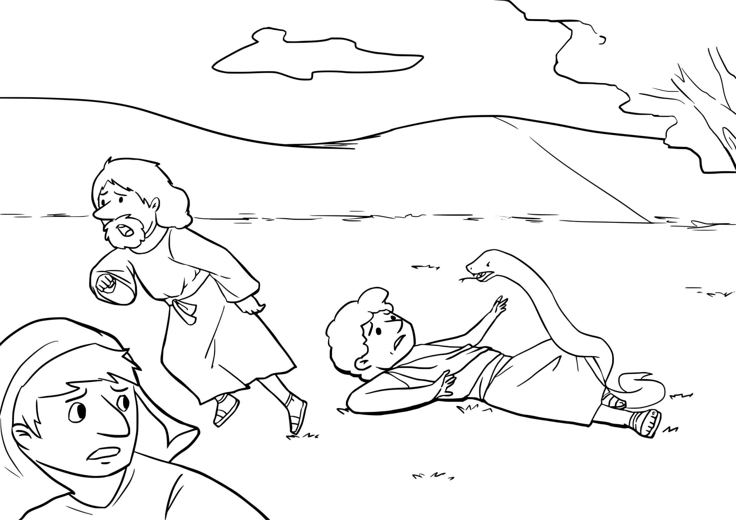 Coloriage Serpent de Cuivre - Récit sacré Nombres 21 - Jésus à imprimer