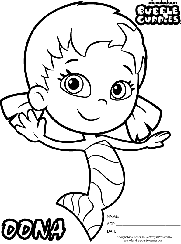Coloriage Dona mignonne de Bubble Guppies - Bubulle guppies à imprimer