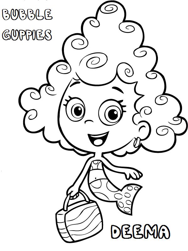 Coloriage Deema de Bubble Guppies souriante - Bubulle guppies à imprimer