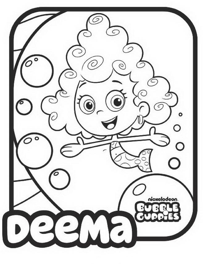 Coloriage Deema des Bubble Guppies en action - Bubulle guppies à imprimer