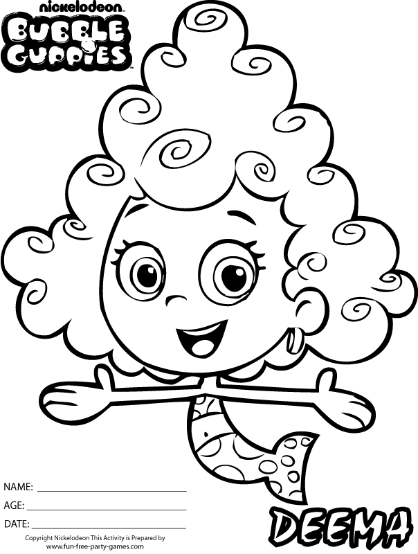 Coloriage Bubble Guppies Deema - Bubulle guppies à imprimer