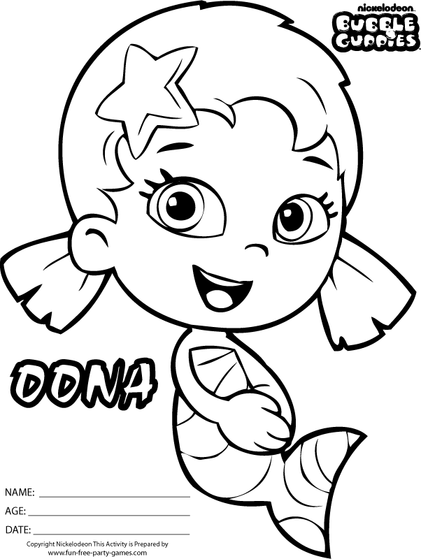 Coloriage Bubble Guppies Dona Smile - Bubulle guppies à imprimer