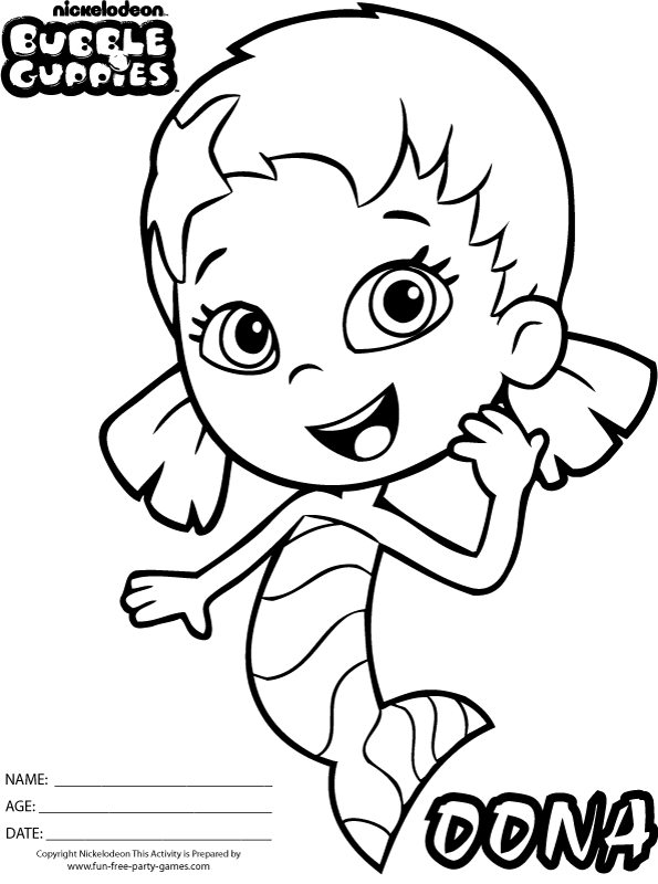Coloriage Bubble Guppies Dona - Bubulle guppies à imprimer