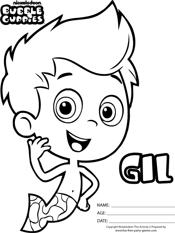 Coloriage Bubble Guppies Gil - Bubulle guppies à imprimer