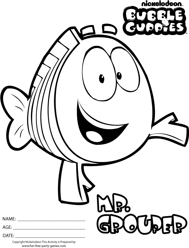 Coloriage Bubble Guppies M Grouper - Bubulle guppies à imprimer