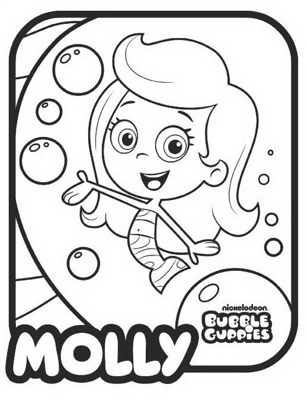 Coloriage Molly de Bubble Guppies souriante - Bubulle guppies à imprimer