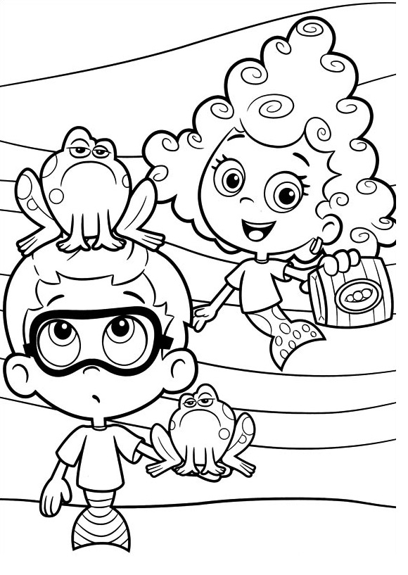 Coloriage Bubble Guppies en aventure sous-marine - Bubulle guppies à imprimer