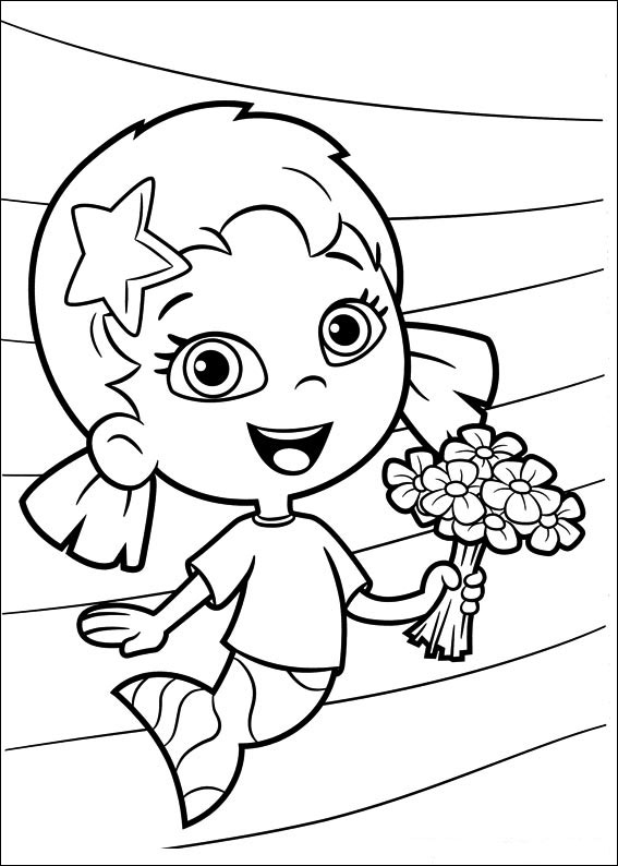 Coloriage Bubble Guppies Printable With Flowers - Bubulle guppies à imprimer
