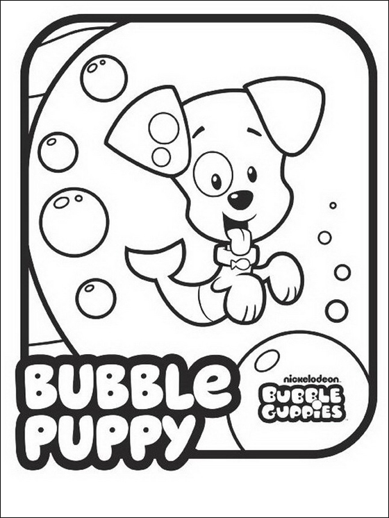 Coloriage Bubble Guppies - Petit chiot mignon - Bubulle guppies à imprimer