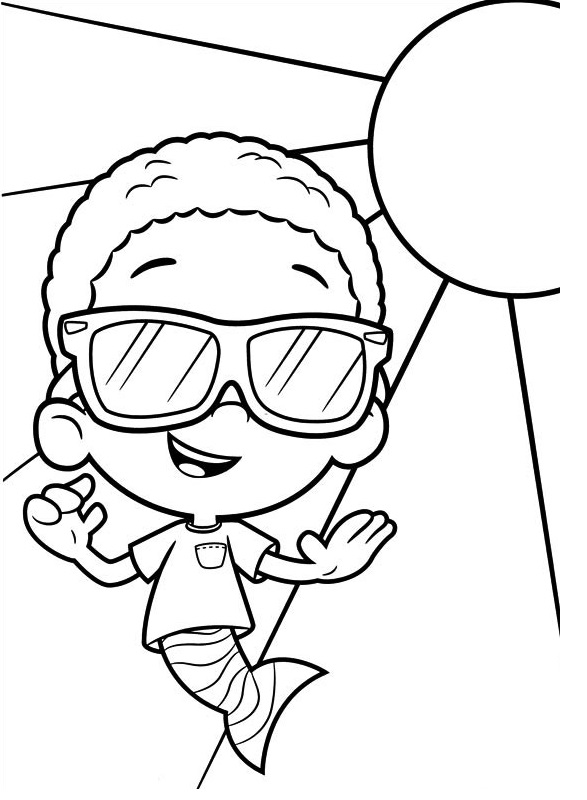 Coloriage Bubble Guppies Sun Beach - Bubulle guppies à imprimer