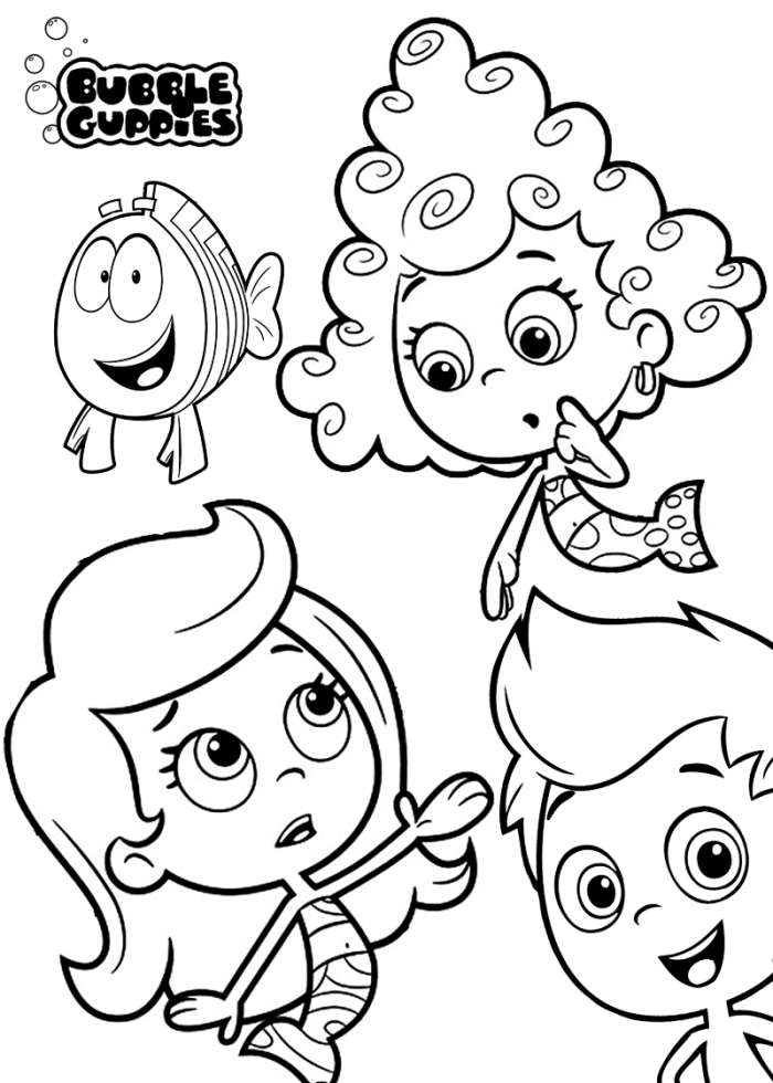 Coloriage Bubble Guppies With All Friends Printable - Bubulle guppies à imprimer