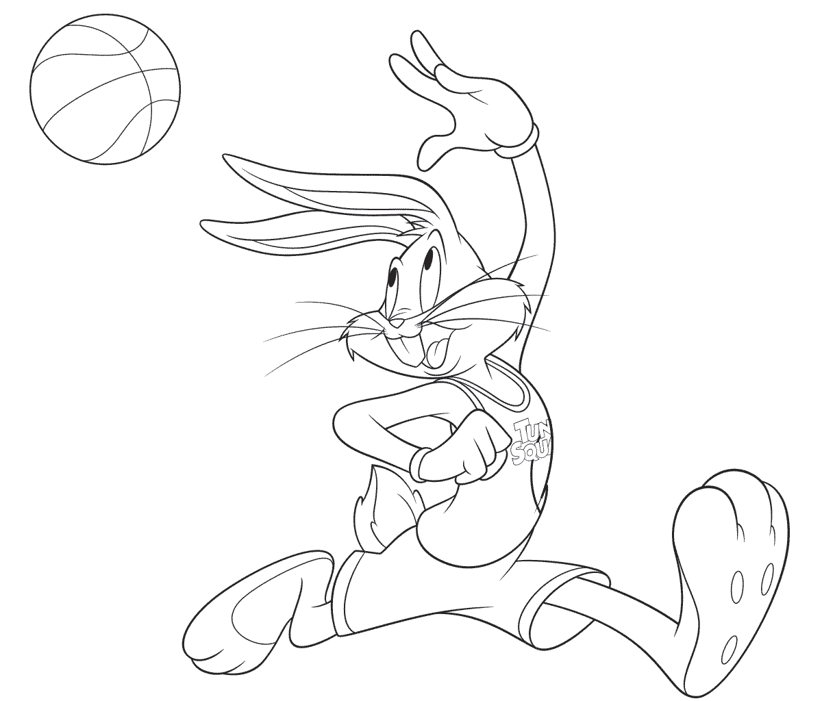 Coloriage Bugs Bunny Basketball - Space jam à imprimer