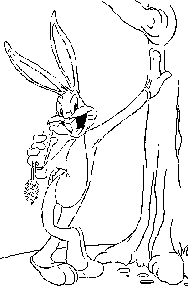 Coloriage Bugs Bunny Mange Une Carotter Contre Un Arbre - Arbre à imprimer