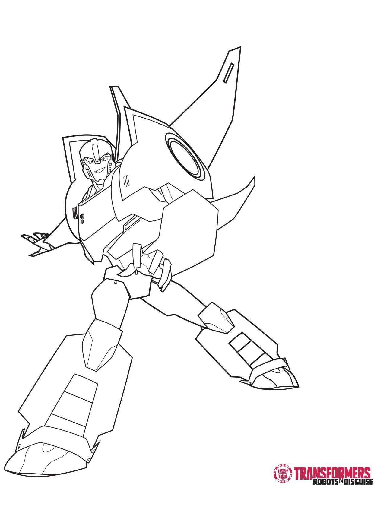Coloriage Bumblebee combattant les Decepticons - Transformers à imprimer
