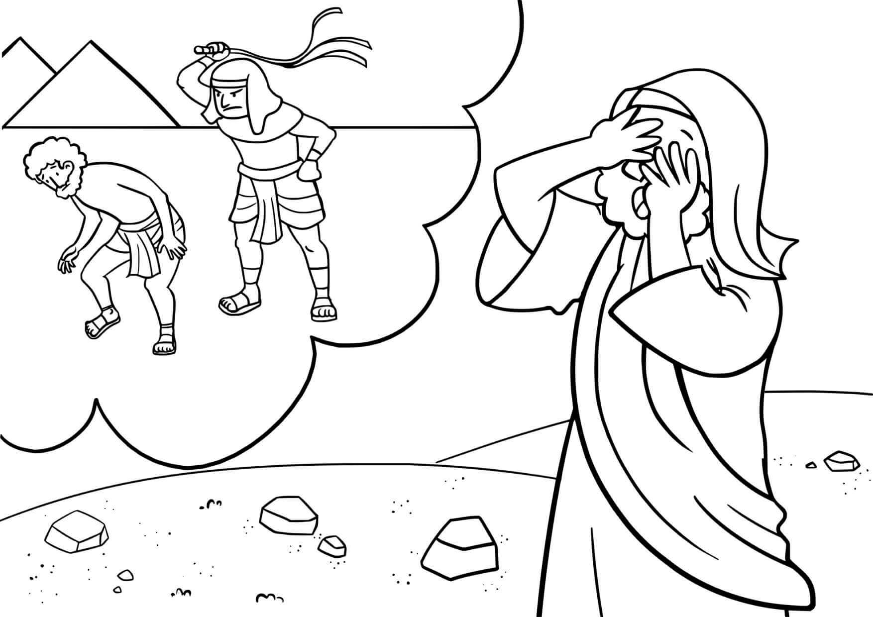 Coloriage Le Buisson Ardent de Moïse en Égypte - Jésus à imprimer