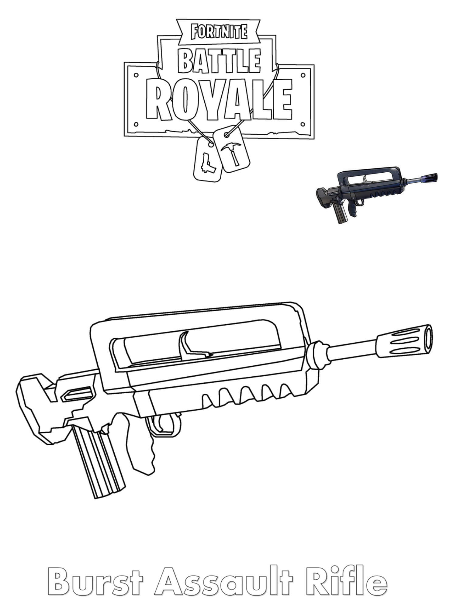 Coloriage Burst Assault Rifle Fortnite - Fortnite à imprimer