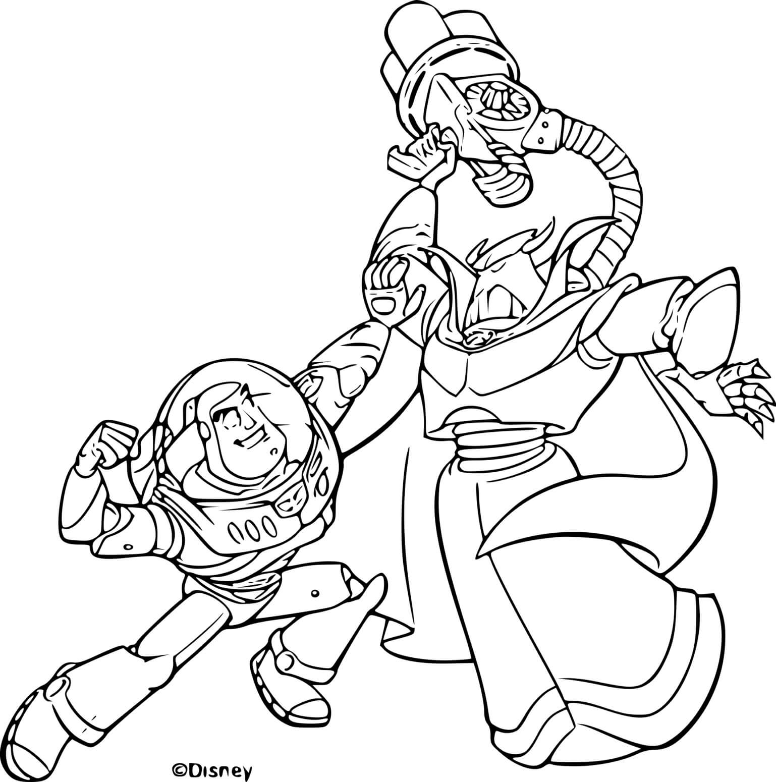 Coloriage Buzz l'éclair tire un laser - Buzz l'Éclair à imprimer