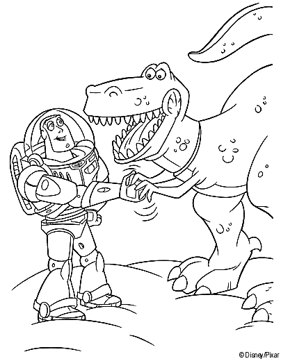 Coloriage Buzz L'Éclair Et Rex - Toy story à imprimer