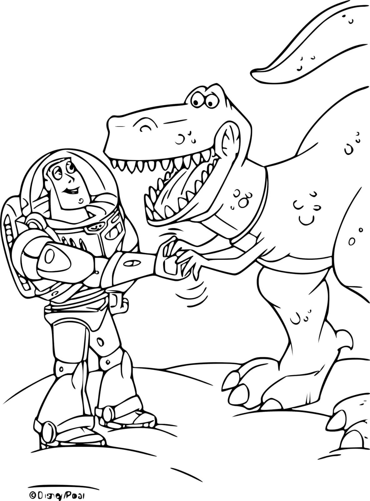 Coloriage Buzz l'éclair et rex - Buzz l'Éclair à imprimer