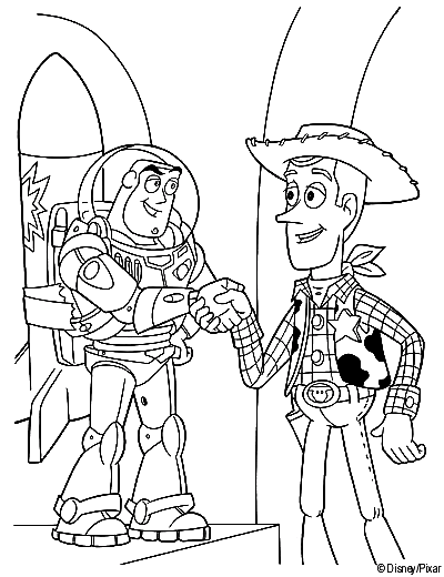 Coloriage Buzz L'Éclair Et Woody - Toy story à imprimer