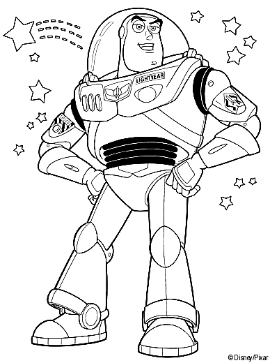 Coloriage Buzz L'Éclair Et Les Étoiles - Toy story à imprimer