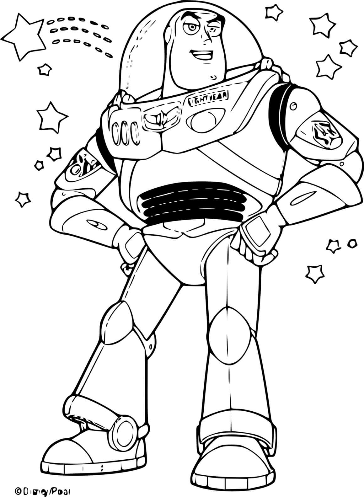 Coloriage Buzz l'éclair et les étoiles - Buzz l'Éclair à imprimer