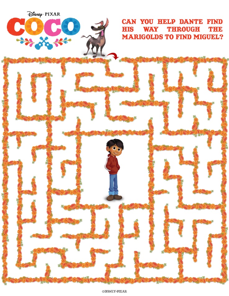 Coloriage Coco Activity Sheet Maze - Coco Disney à imprimer