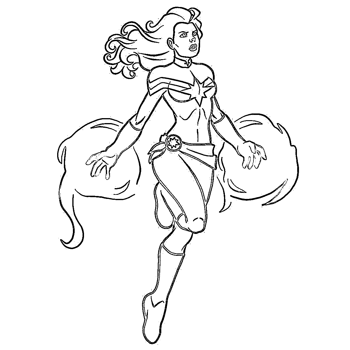 Coloriage Captain Marvel Fire By Carol Danvers - Captain marvel à imprimer
