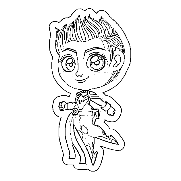 Coloriage Captain Marvel - Style kawaii adorable - Captain marvel à imprimer
