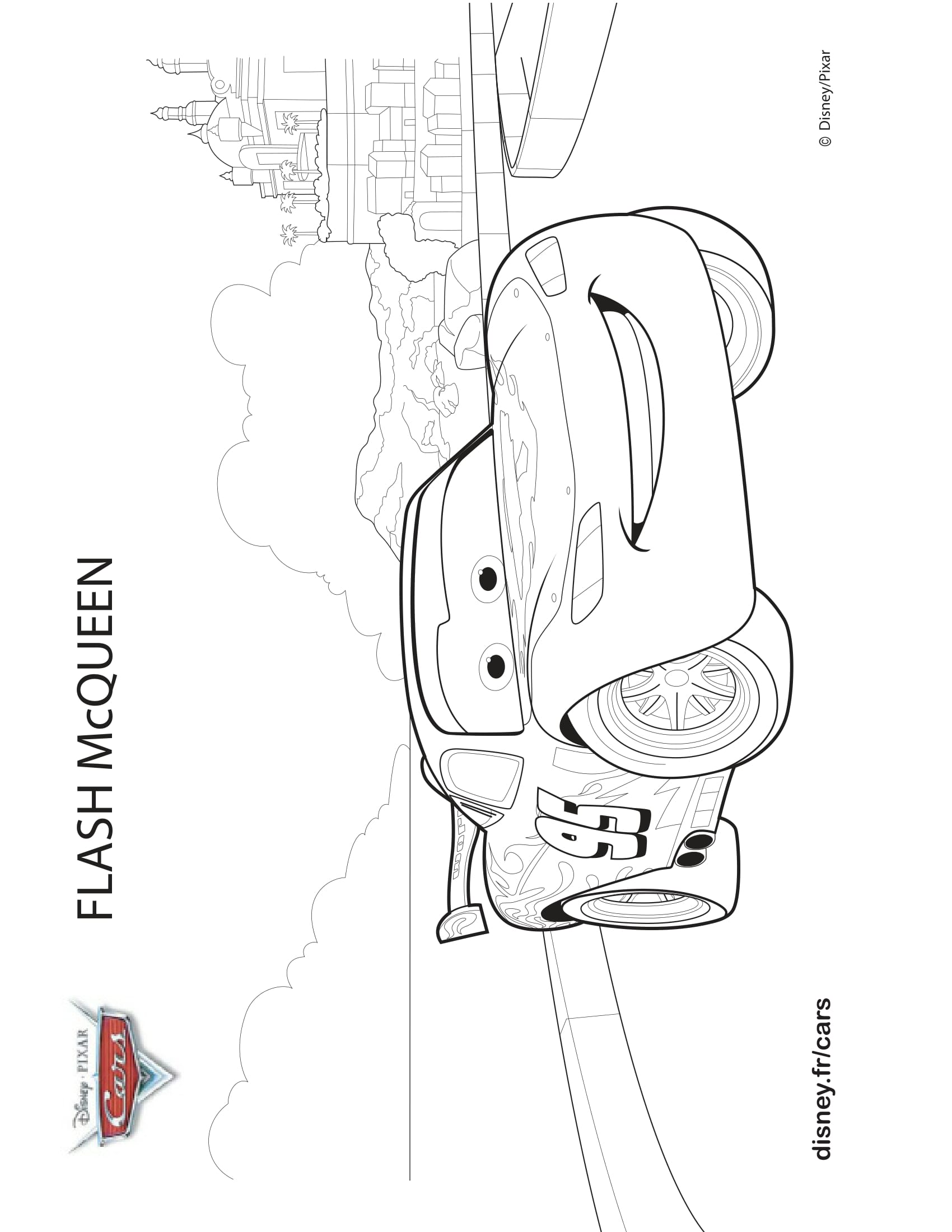Coloriage Cars Flash Mcqueen Confiant - Cars à imprimer