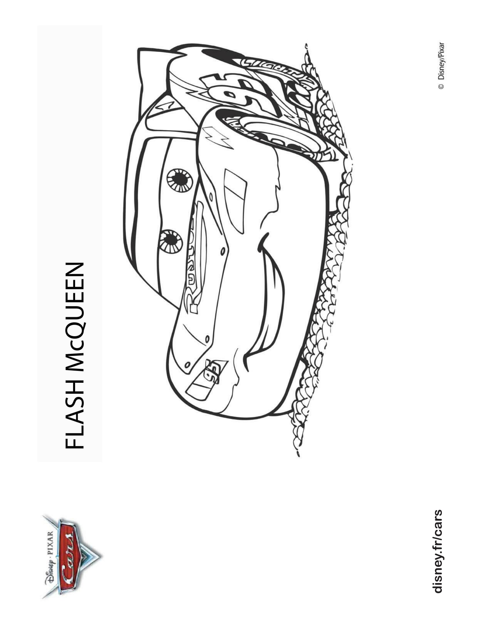 Coloriage Cars Flash Mcqueen Se Repose Tranquillement - Cars à imprimer