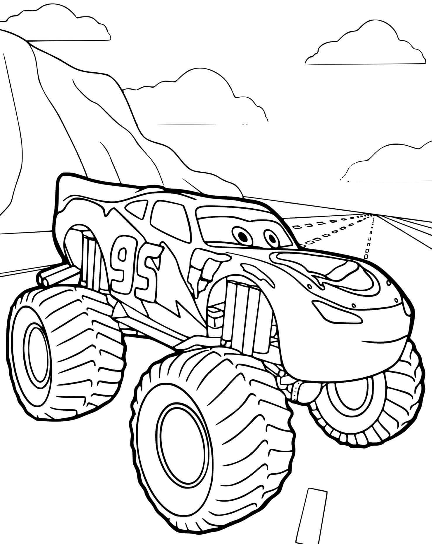 Coloriage Cars Monster Truck - Monster truck à imprimer