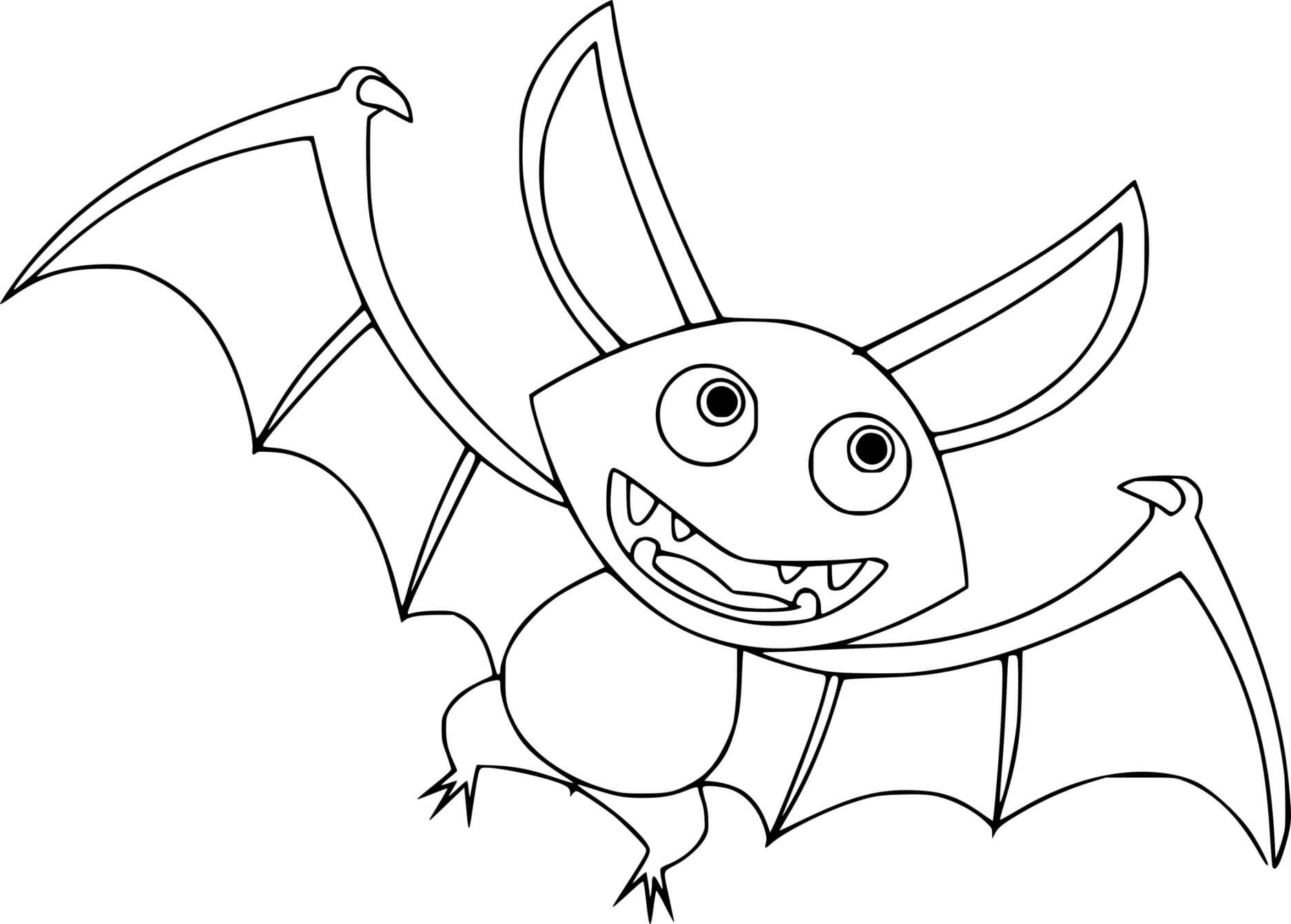 Coloriage Cartoon Fierce Chauve Souris - Halloween chauve souris à imprimer