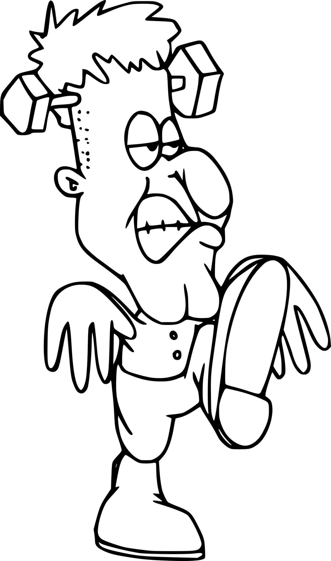 Coloriage Frankenstein cartoon en marche - Frankenstein à imprimer