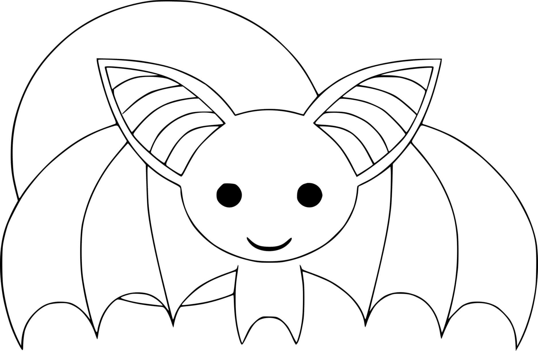 Coloriage Chauve-Souris Bébé et la Lune - Halloween chauve souris à imprimer