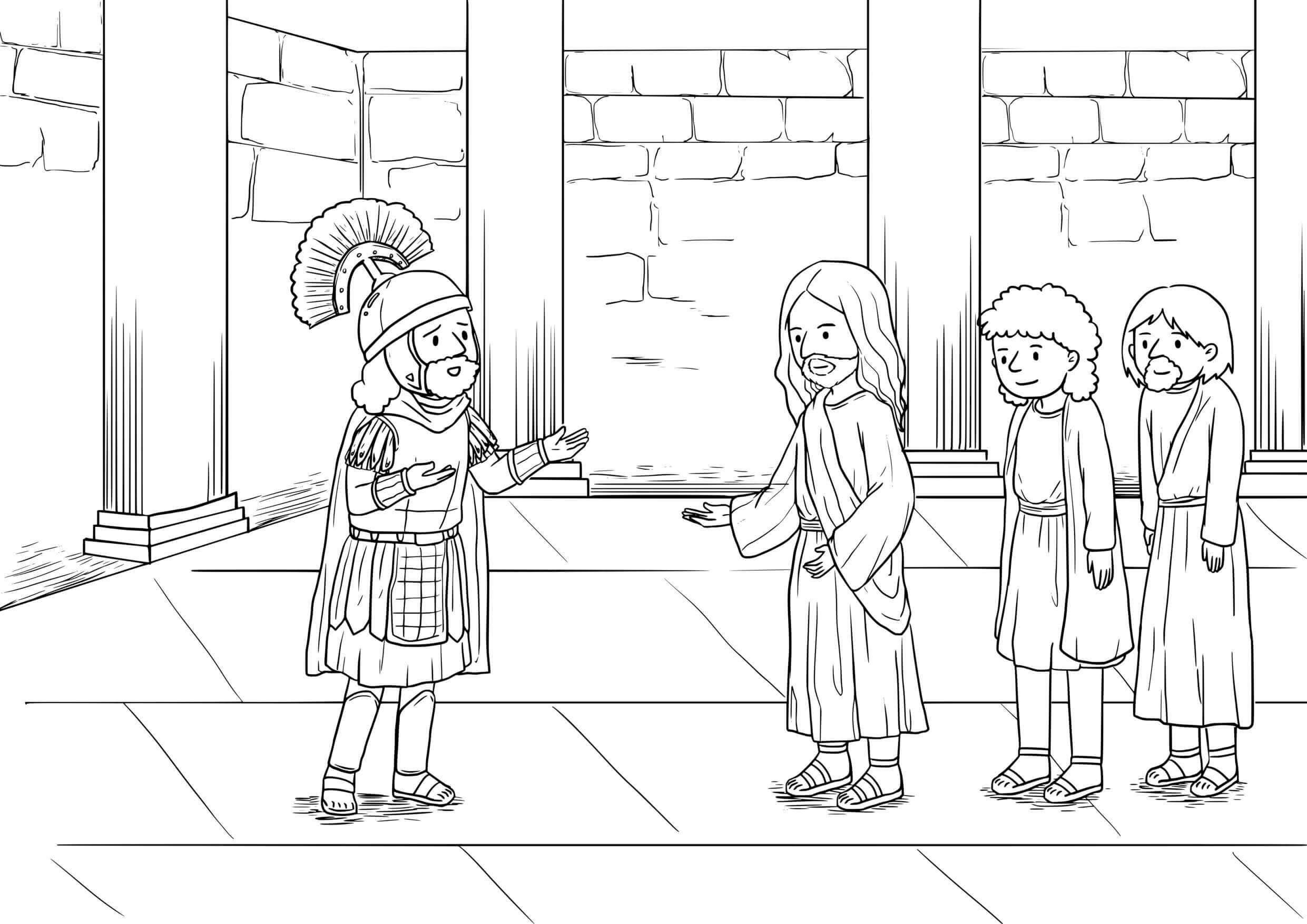 Coloriage Le Centurion et la Foi de Jésus - Jésus à imprimer