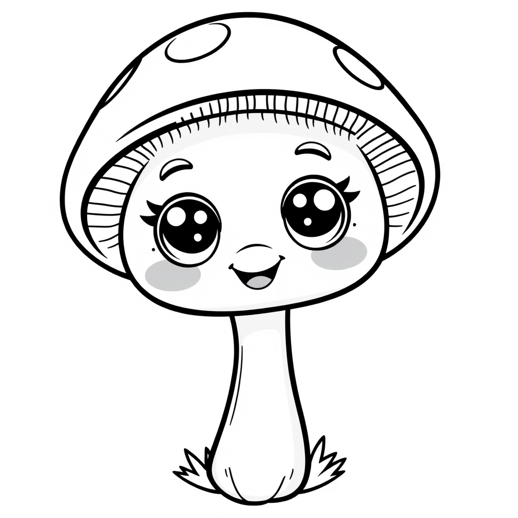 Coloriage Champignon Maternelle Légumes Kawaii - Legumes à imprimer