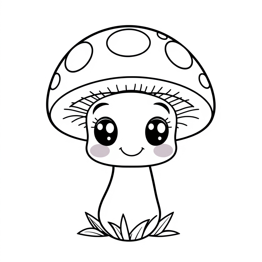Coloriage Champignon Rigolos Légumes Kawaii - Legumes à imprimer