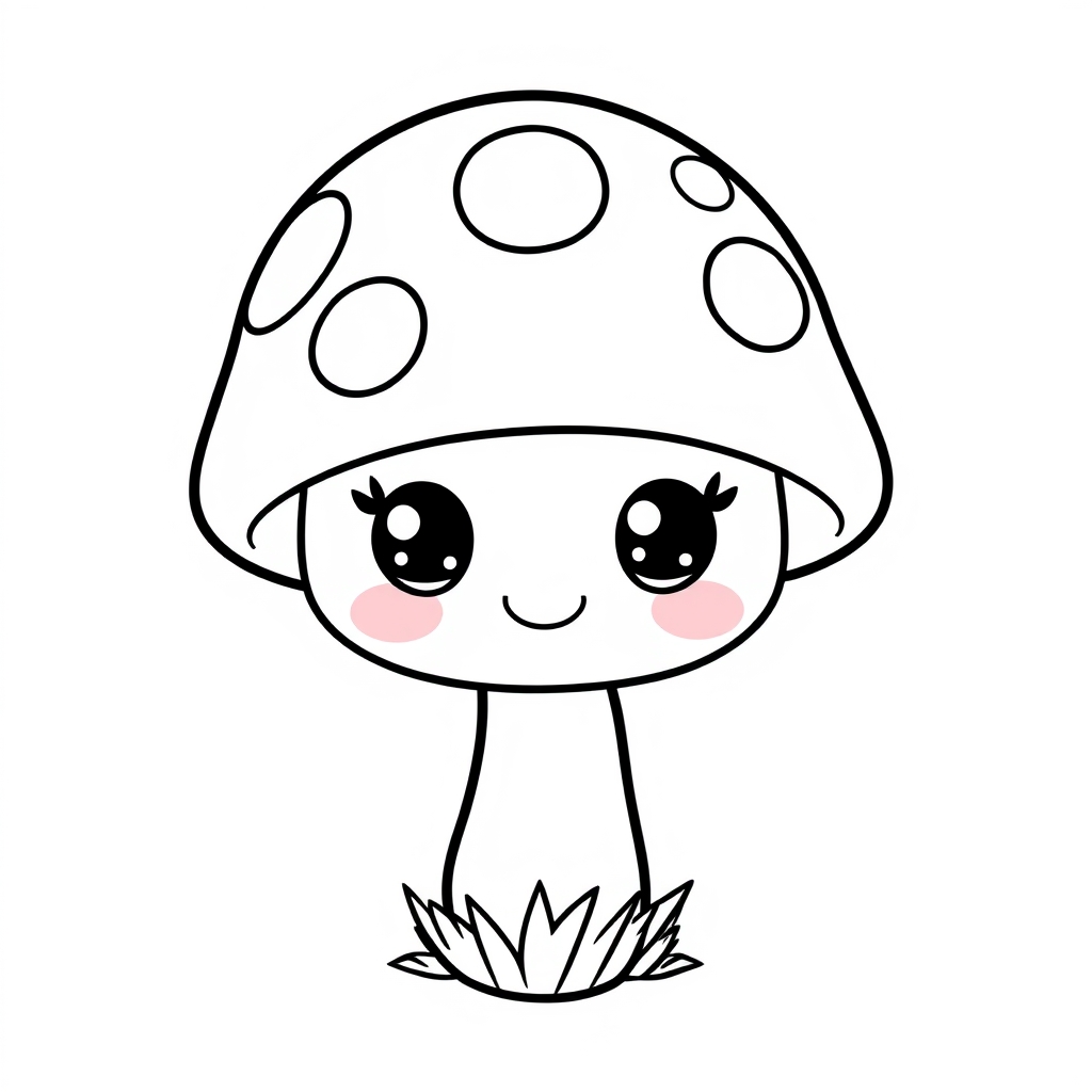 Coloriage Champignon Mignon - Legumes à imprimer