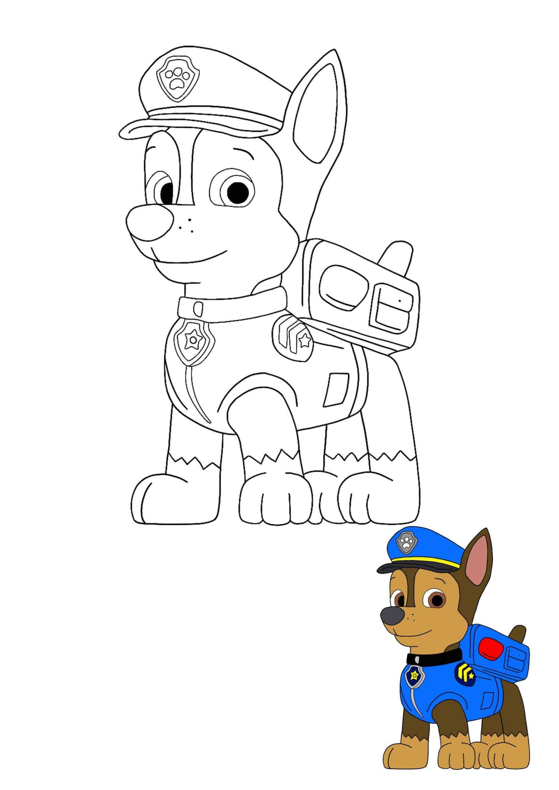 Coloriage Chase Adore Son Camion De Police Et Voiture - Pat patrouille à imprimer