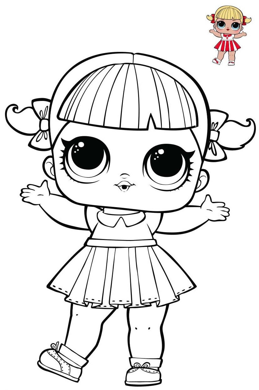 Coloriage Cheer Captain Lol From Series 1 Spirit Club - Poupée LOL Surprise Hair Goals à imprimer