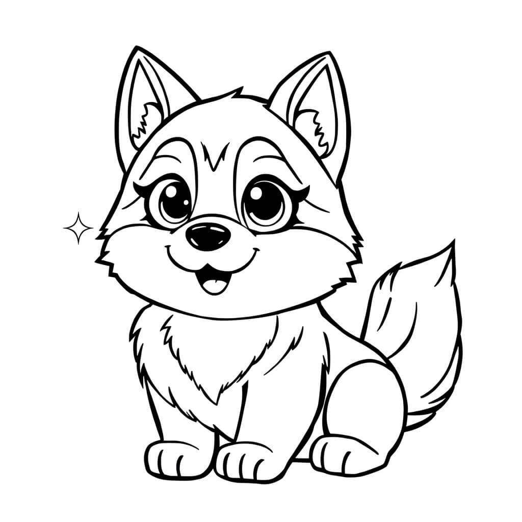 Coloriage Husky sibérien yeux bleus - Chien facile à imprimer